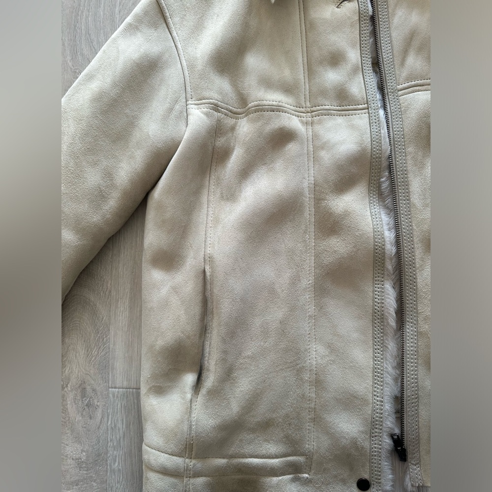 Isabel Marant 100% Lambskin Leather Real Fur Cream White Jacket w Hood size 40 - Picture 9 of 15